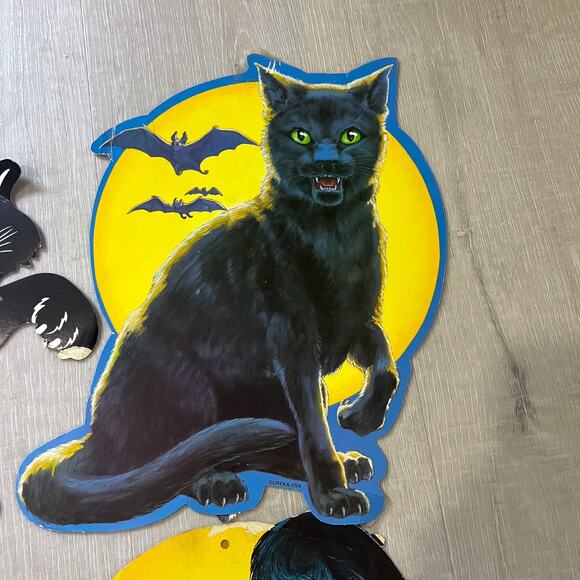 Lot of 4 Vintage Halloween Die Cuts EUREKA Black Cats Cute Scary - Picture 3 of 9